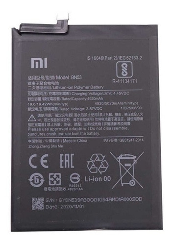 BATERIA REDMI NOTE 9PRO 4920MAH ORIGINAL