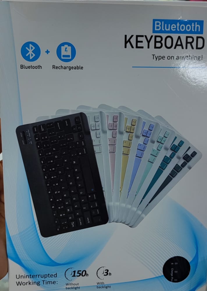 TECLADO CON BLUETOOTH KEYBOARD DE COLORES CON MAUS 150H