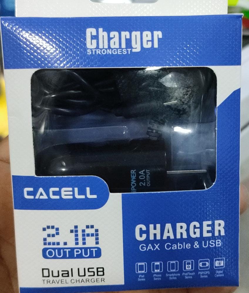 CARGADOR CACELL NEGRO 2.1A V8