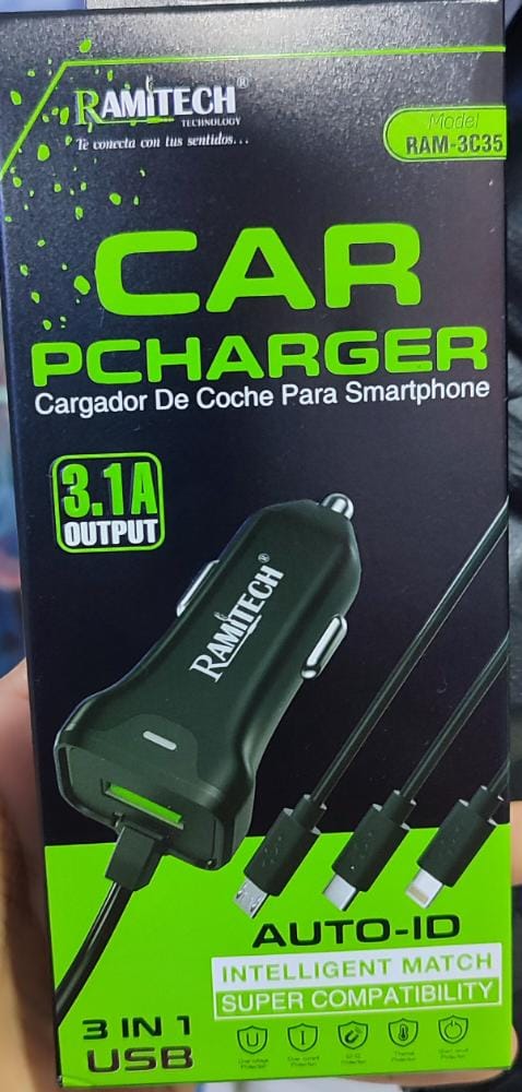 CARGADOR PARA CARRO REMITECH RAM-3C35 3.1A