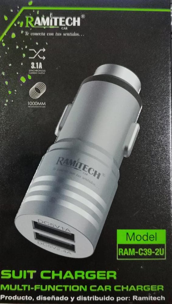 CABEZA CARGADOR DE CARRO RAMITECH RAM-C39-2U