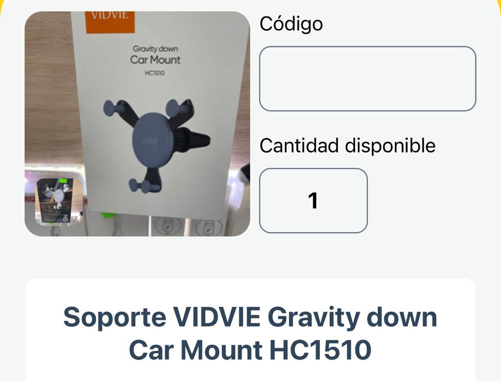 SOPORTE VIDVIE GRAVITY DOWN CAR MOUNT HC1510