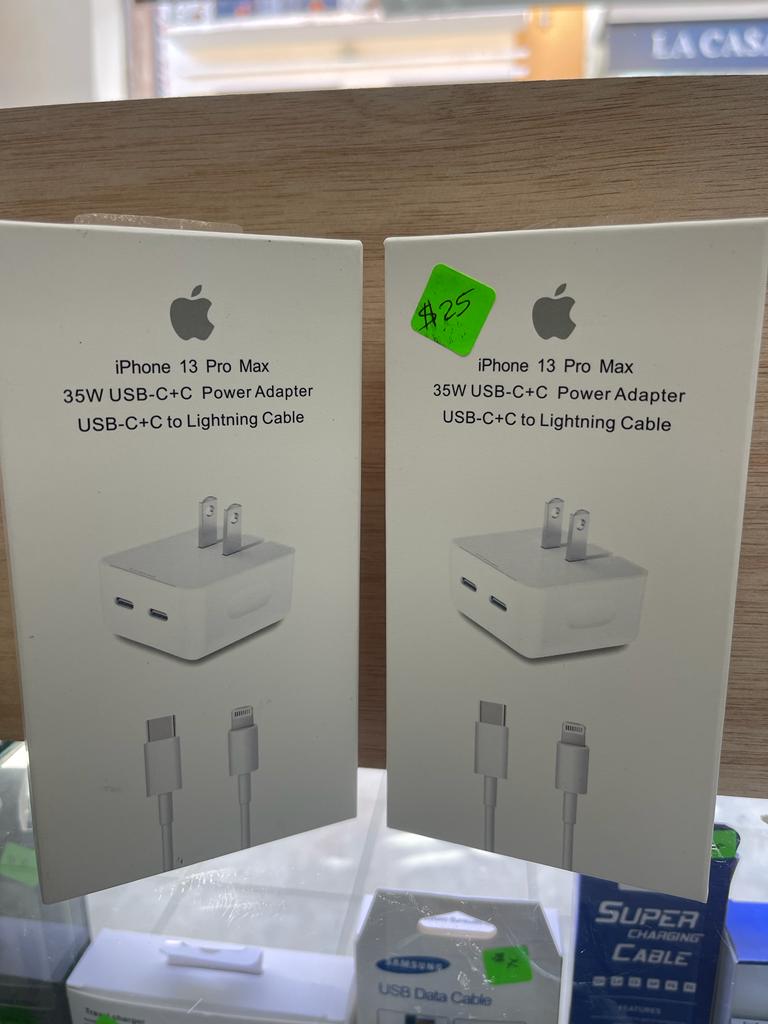 CARGADOR IPHONE 13 PRO MAX 35W USB-C+C