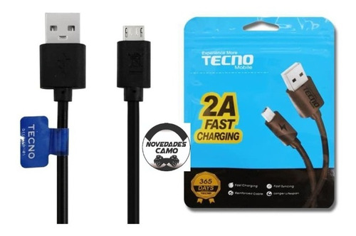 CABLES TECNO NEGRO 2A V8/,EN  FUNDAS