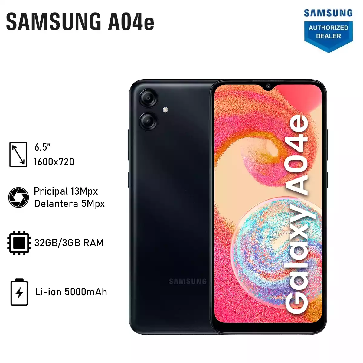 SAMSUNG GALAXY A04E/32GB 3RAM COLOR BLACK 6407
